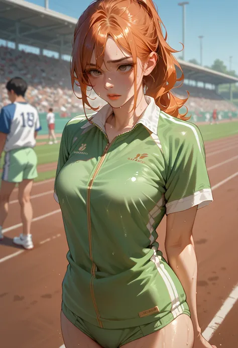 track uniform, sweat, ground