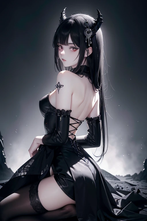 (masterpiece:1.2), Best Quality, (illustration:1.2), (ultra detailed), hyper details, (delicate detailed), (intricate details), (cinematic light, Best Quality Backlights), Delete line, soloist, perfect body, (1 girl)anime girl, pale complexion, straight black vampire hair, gothic punk, shes wearing a black corset, with a long lacy black skirt, black stockings, thick black gothic boots, monsters are lurking behind her, chains, skulls, glowing eyes, misty aura, melting slime art, dark aura, dark setting, Dark Sky, Shinigami., (make up), high contrast, (better lighting, an extremely created and beautiful), (cinematic light), showy,