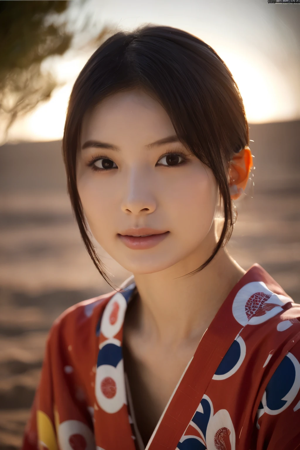 1 girl, (Wear a cute red yukata:1.2), Very beautiful Japanese idol portraits, 
(RAW Photos, Highest quality), (Realistic, Realistic:1.4), (masterpiece), 
Very delicate and beautiful, Very detailed, 2k wallpaper, wonderful, finely, Very detailed CG Unity 8K wallpaper, Very detailed, High resolution, Soft Light, 
Beautiful detailed girl, Very detailed目と顔, Beautiful and sophisticated nose, Beautiful and beautiful eyes, Cinema Lighting, 
(Standing in the desert on a moonlit night:1.3), (Big Moon), (月明かりに浮かぶ少女のwhole bodyのシルエット), (Dark screen:1.5), 
(Medium Hair), (Bring your hair back), (whole body), 
Complete Anatomy, Slender body, Small breasts