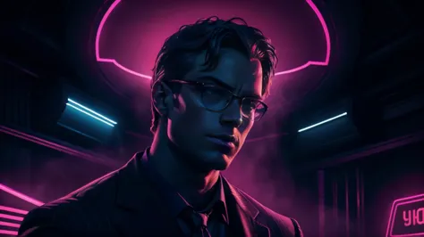 a man in a dark neon colored suit, won the crypto lottery, intricate details, dramatic lighting, photorealistic, cinematic, chia...