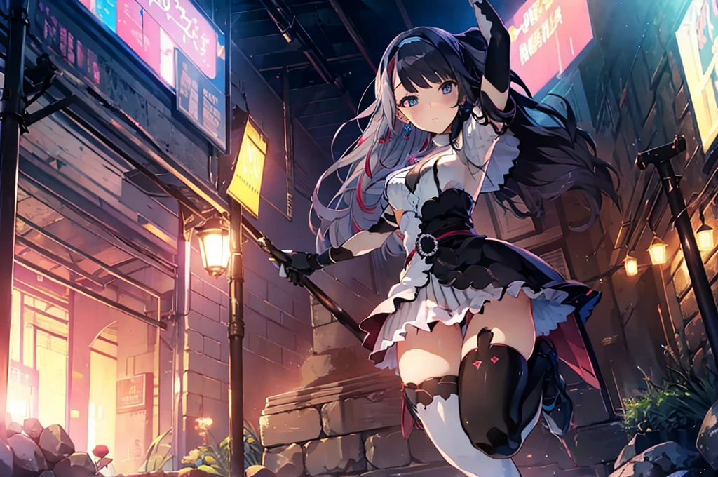 ((full body)),Teenage Girls in Anime, Blue and grey metal armor, Blue hand and thigh accessories, Short dark blue-gray hair, hair accessory, Grey Eyes, Silver earrings, nose, Curious, Healthy Skin, Very dirty, head, shoulder, Small box, arms, Have a map, Narrow waist, feet, Medium thighs, Has black robotic legs, cute, Bright colors on the shirt, Futuristic marble white palace, Shining light in the sky, Stand next to a wall, Cinematic Light, High resolution, Highest quality, Super detailed, Detailed face, (Detailed eyes), Highest quality, Super detailed, masterpiece, (Detailed face), Beautiful face, feetを見せて, short hair