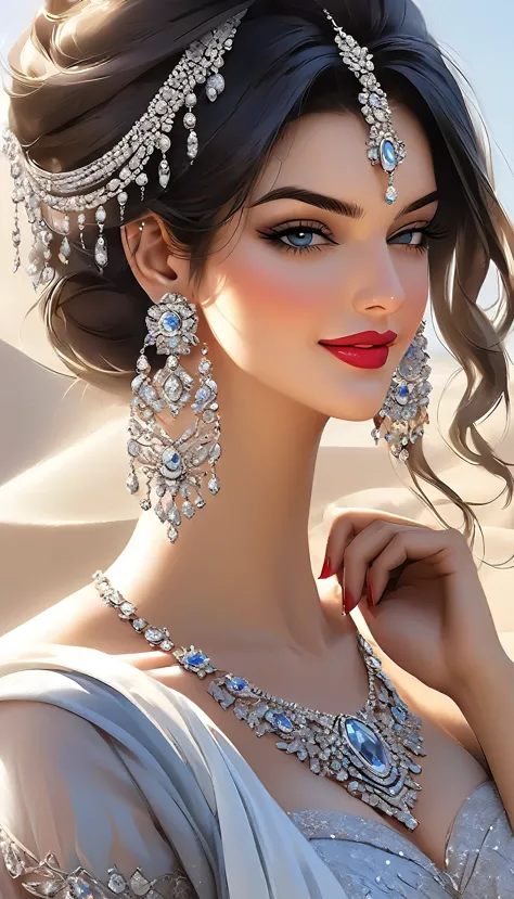 , inspired by emma andijewska, draped in crystals, silver color, long earrings, sandra chevier, huge earrings, blue-eyed, platin...