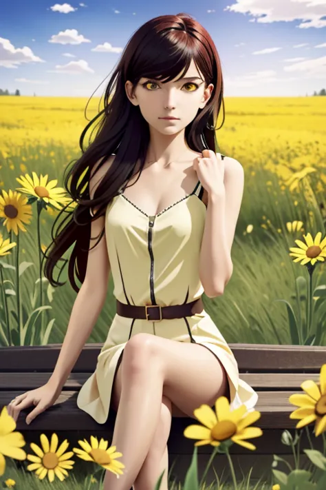 (masterpiece, best quality)
lilith borderlands,  1girl, single, red poetry, yellow eyes, sitting in a field of flowers