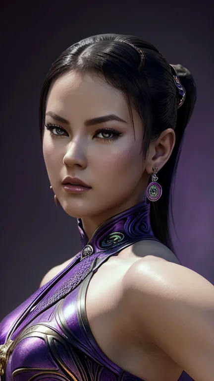 a close up of a woman in a dress with a purple background, zafina, style ivan talavera and artgerm, extremely detailed artgerm, ...