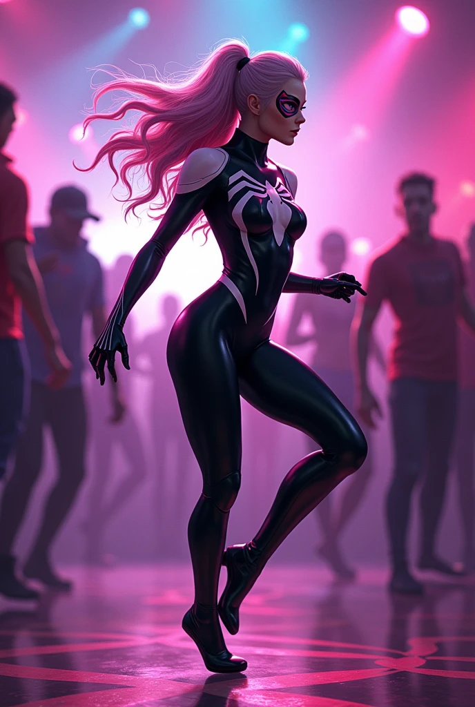 Spider Gwen dance floor at a club
