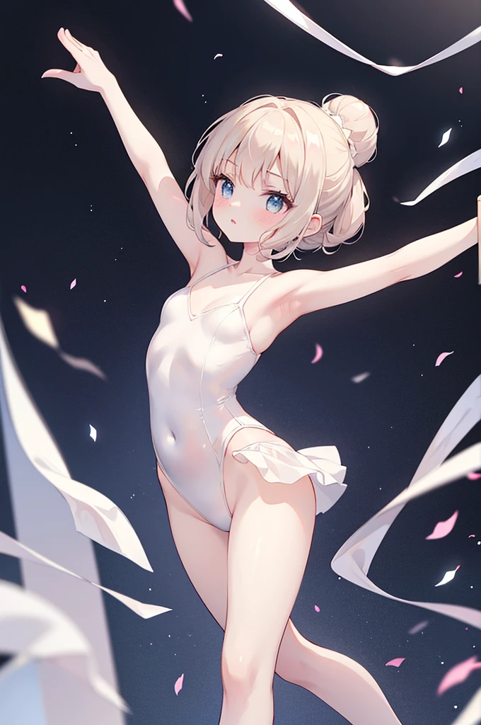 White nude ballerina, ballet style , ballet , Ballet Dancer, tense , Dressed as a ballerina, pointe , kawaii playful of a dancer, Prima Ballerina, Elegant girl, pointe ,(Raise your arms),, She&#39;s dancing.　((((Completely naked))))　 NSFW　(((Long white hair))) (((Toddler girl))) ((()))　((Raise your legs)) ((White skin))　White Eyes　Jump up　White palace room background((White see-through tights))((White sheer full body stockings))