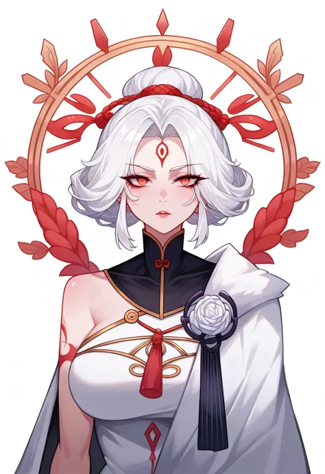 a close-up of a woman with white hair and a white mask, beautiful character painting, guweiz, artwork in the style of guweiz, wh...