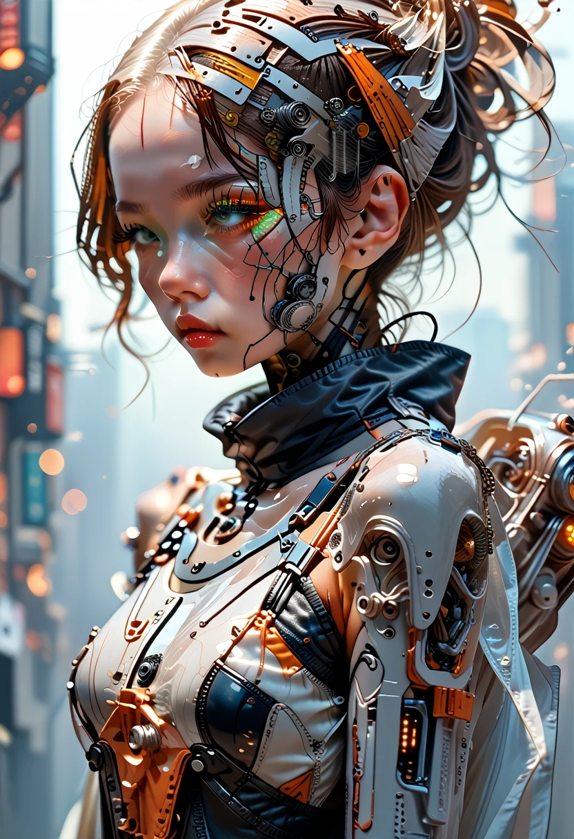 extremely detailed photo of a woman, loraelizabeth, cyberpunk, futuristic, cyberpunk bodysuit, 8k uhd, RAW photography, model photoshoot, detailed skin, skin imperfections