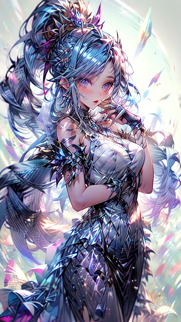 highres, (masterpiece:1.2), (best quality, highest quality), aqua, 1girl, blue hair, blue eyes, very long hair, hair ornament
edgGD, wearing edgGD goth dress,
