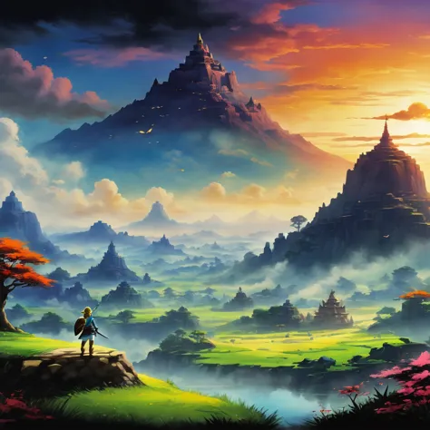 (zelda style scenery:1.5), (zelda theme:1.5), (ink painting:1.5), (good taste:1.5), (ink painting:1.5), (rich colors:1.5), 8k, 4...