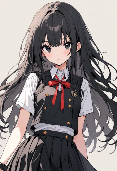 (high school girl,uniform,black straight long hair,black eyes,slim,Small breasts),BREAK,masterpiece, Super Detail, Attention to detail, high quality, highest quality, High resolution