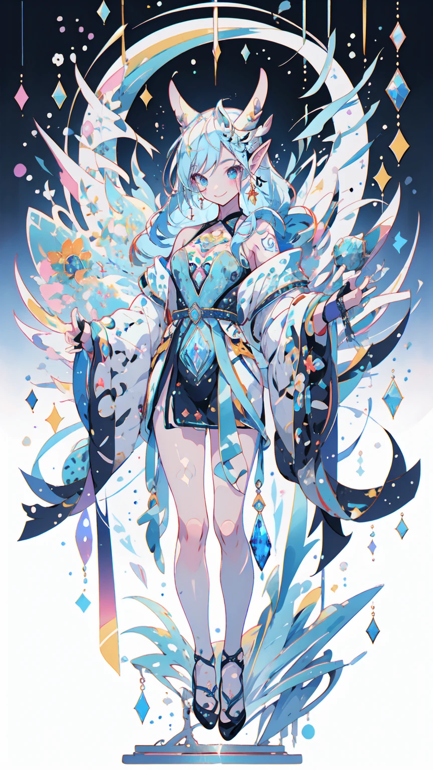 Ice Elf Portrait, Medium length elven ears, Pointed Ears,Around the ice, Frosty Theme, 輝く黄colorい目, A light, cold smile, Arrogant look, Sexy Russian costume, blue crystal jewelry, Ice blue glowing tattoo,detailed,Realistic,4K High Definition,Mappa Studio,masterpiece,Highest quality,Official Art,figure,Clear lines,(nice_color),Perfect composition,Fantasy,Concentrated,The rule of thirds