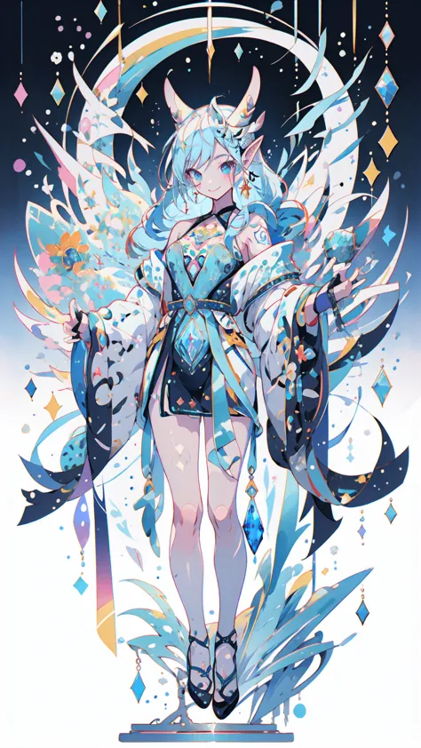 ice elf portrait, medium length elven ears, pointed ears,around the ice, frosty theme, 輝く黄colorい目, a light, cold smile, arrogant...