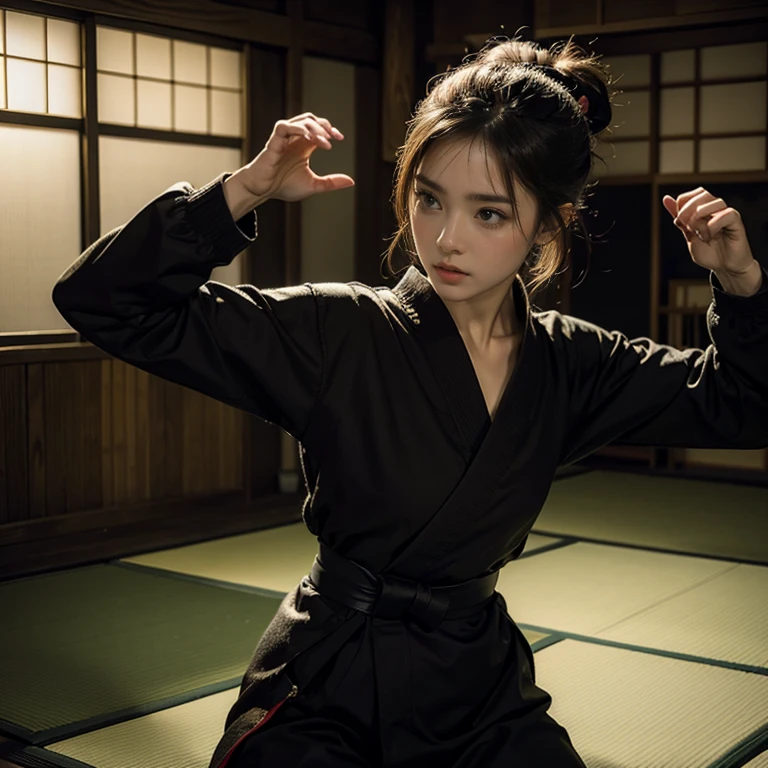 The woman who mastered the Japanese martial art Nekoken、The Terror of Nyaon&#39;s Special Move（Right hand down）The scene where he is biting、Cute face、With cat ears、Live-action、