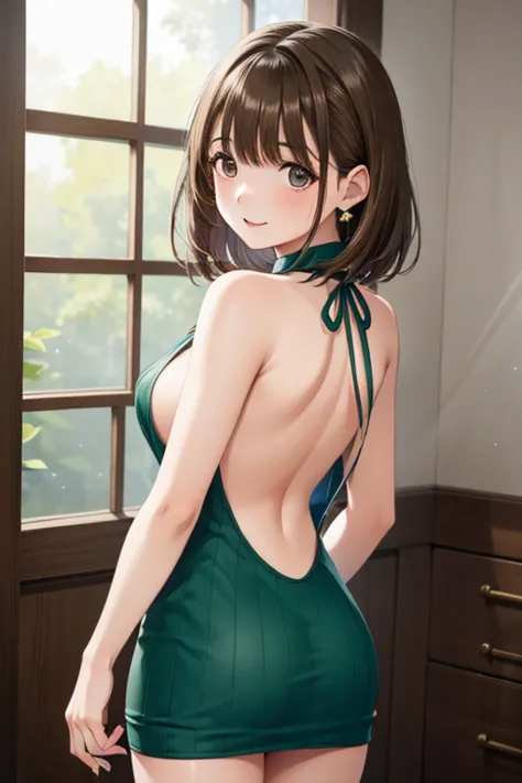 nene kasaki々、shiny brown hair, short hair, (beautiful brown eyes、sparkling eyes, fine grain)、smile、very fine eye、highly detailed...