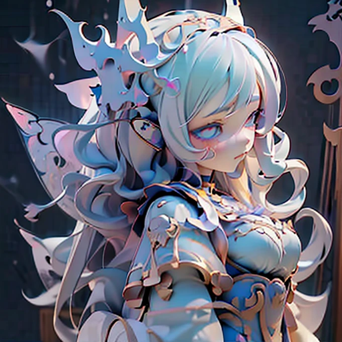 Close-up captures a blue eye、white haired person, Zodiac Girl Knight Portrait, anime goddess, extremely detailed artistic germ, IG Model | artistic germ, Seraphim Ahri Khada, Advanced digital animation art, Detailed digital animation art, ( ( AI Art God King ) ), Irelia, Ash, Ethereal mecha theme