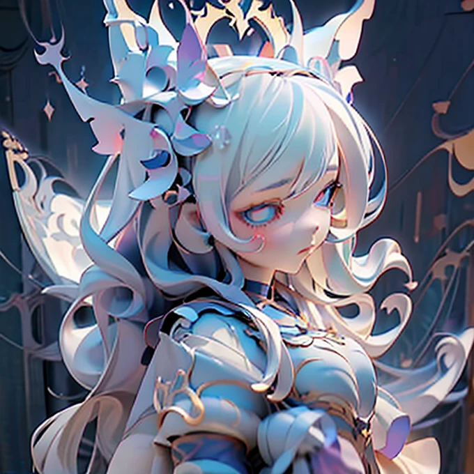 Close-up captures a blue eye、white haired person, Zodiac Girl Knight Portrait, anime goddess, extremely detailed artistic germ, IG Model | artistic germ, Seraphim Ahri Khada, Advanced digital animation art, Detailed digital animation art, ( ( AI Art God King ) ), Irelia, Ash, Ethereal mecha theme