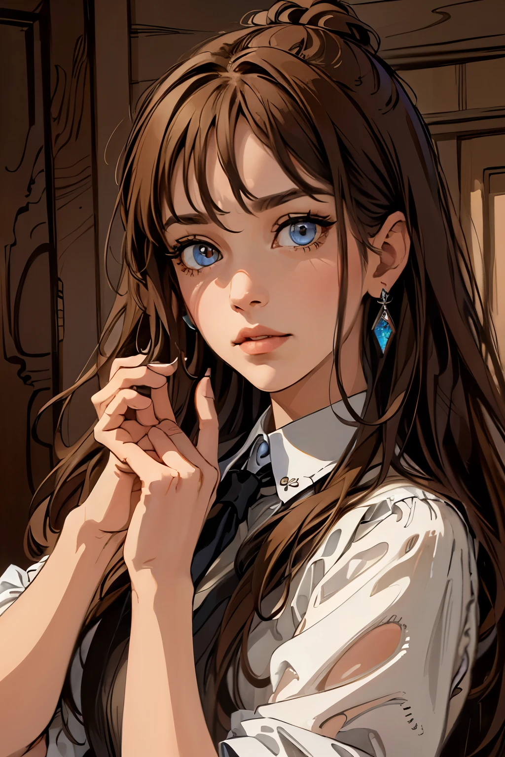 ( Absurdly , High quality , ultra detailed ) ,( hand detailed ) ,girl with her daughters, very long hair, beautiful crystal eyes ( eye detailed ) ,, elegant, colorful, highest detailed,