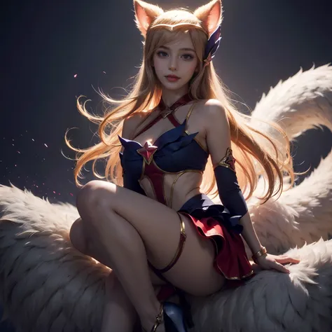 (masterpiece, best quality:1.2), intricate details, star guardian ahri, 1 girl, animal ears, hair accessories, separate sleeves,...