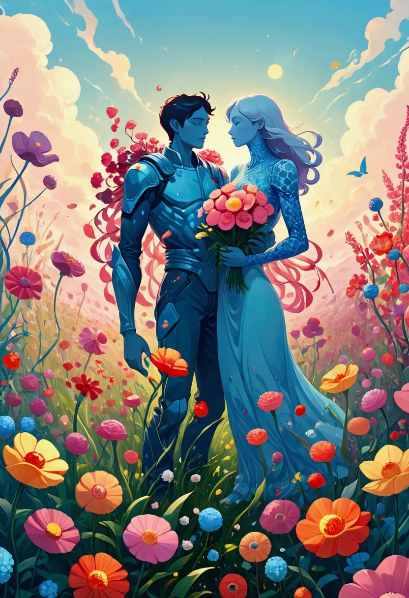 two hands holding flowers in the field, juster battle, cyril rolando (cyril rolando) of inspiration, laurie greesley and james j...