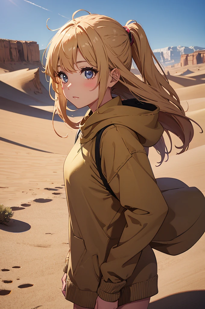 a girl in desert