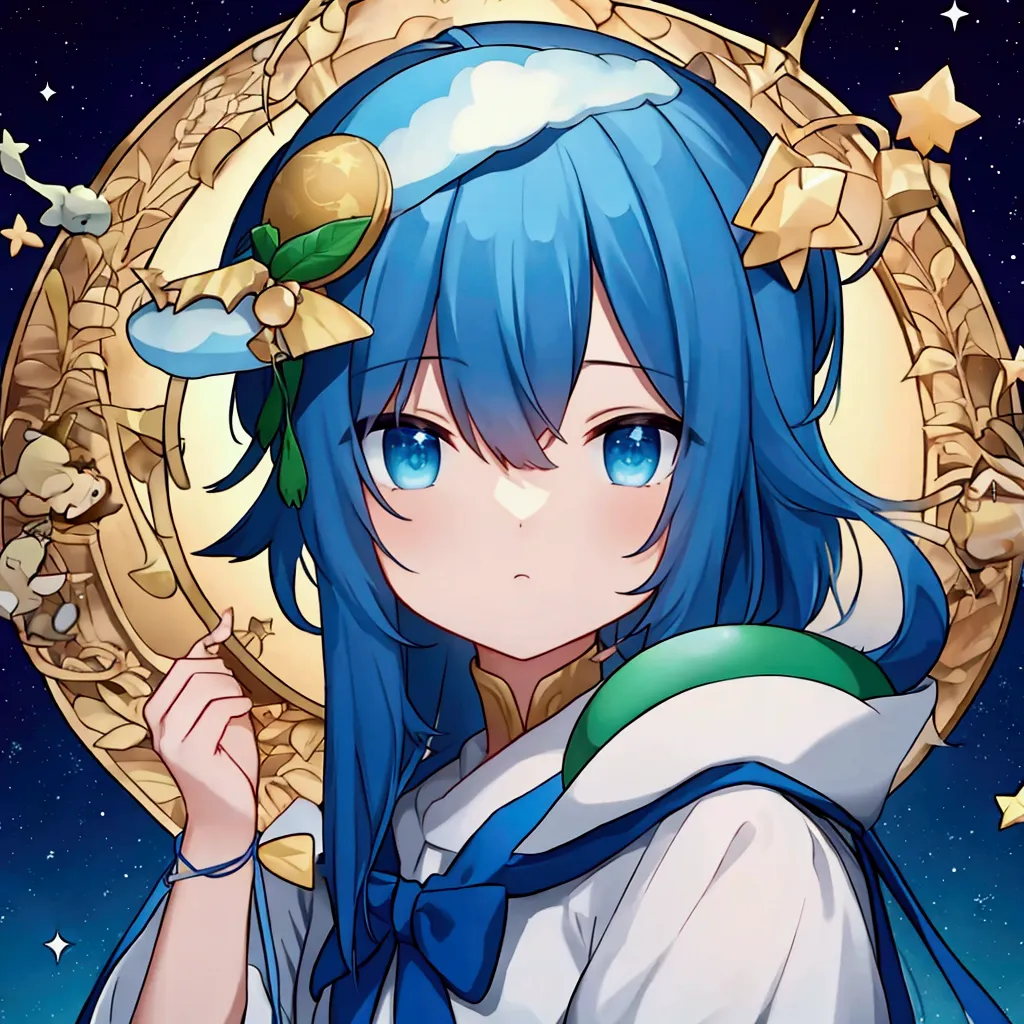 earth on head、starry sky、earth-themed hat、head is earth