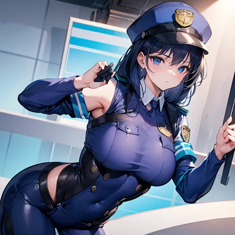 ultra-high resolution, ultra-high resolution, ultra-high resolution, ultra-high resolution, busty police bodysuit