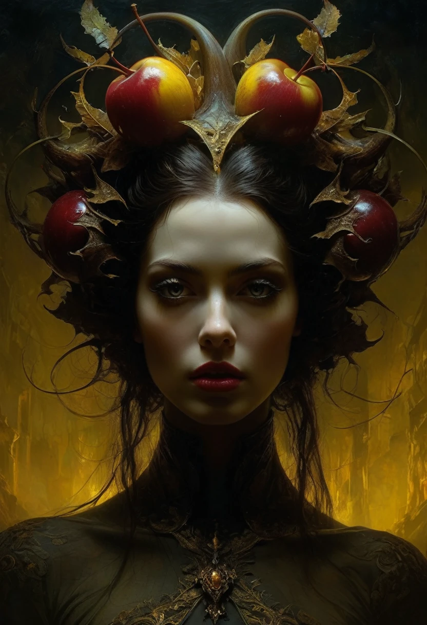 Beautiful cinematic impressionistic picture, Gloomy eerie horror, something out of this world, a monster in the form of a girl, an evil but beautiful face, a glossy dark cherry-yellow hellish look, a scary-beautiful expressive look, in the style of Frank Frazetta, Aykut Aydogdu, Pino Daeni, Charlie Bowett, Albert Joseph Penaud, Ray Caesar, Tetsuya Ishida.
Zdzislaw Beksinski, Perfect Composition, Beautiful Detailed Intricate Insanely Detailed Octane Render, Trending on Artstation, 8k Fine Art Photography, Photorealistic Concept Art, Software Natural Volume Cinematic Perfect Light, Chiaroscuro, Award Winning Photography, Masterpiece, Oil on Canvas,
Raphael, Caravaggio, Greg Rutkowski, Beeple, Beksinski, Giger, Ultra HD, Realistic, Vivid Colors, High Detail, UHD Art, Pen and Ink, Perfect Composition, Beautifully Detailed Intricate Insanely Detailed Octane Rendering, Artstation Trends, Fine Art Photography 8k, photorealistic concept art,
soft natural volumetric cinematic perfect light