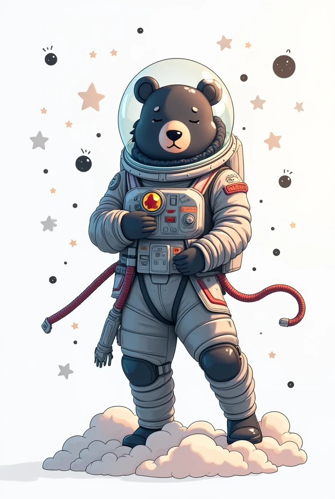 (cute cartoon style rendering:1.3), (((Close-up of a mighty bear sleeping on soft clouds))), (Stylish and complete cyberpunk spacesuit:1.2), ((open head)), dark fur, epic space landscape, black holes, ((Shining stars)), intricate design, bright colors, Masterpiece in maximum 16K resolution, Best Quality, ultra detailed, aesthetics, absurd.