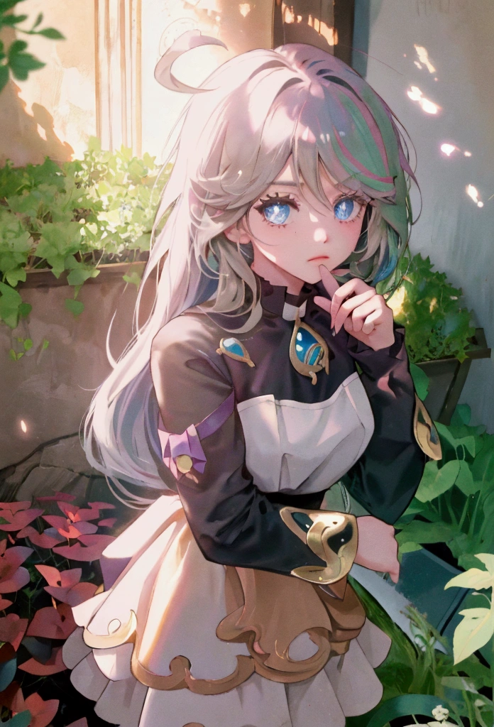 style,Anime girl staring at the viewer, sexy, Fitting Dress, Shine, Long Hair, beautiful, Leaning against a wall near the house, Moss and mushrooms nearby, Small flower bed, Ivy around the house, masterpiece, Clear details, The overall picture is eye-catching,Movie stills,score_9,score_8_superior,score_7_superior,Dramatic lighting,Very detailed,High budget,Bokeh,CinemaScope,Sulky,amazing,nice,Film Grain,granular,masterpiece,Highest quality,Perfect Anatomy,とてもbeautiful,Official Art,8k,