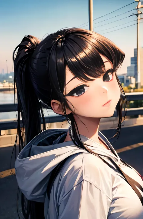 ((best quality)), ((masterpiece)), (detailed), perfect face,(1),(beautiful girl), (komi shouko), ponytail,(blackes braun hair), ...