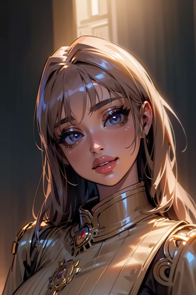 (masterpiece, best quality), 4k, highres, 1girl, solo, beautiful detailed eyes, beautiful detailed lips, extremely detailed face, long eyelashes, warm smile, brown dress, perfumer outfit, cinematic lighting, intricate details, elegant, photorealistic, natural lighting, vivid colors, atmospheric, fantasy, cinematic