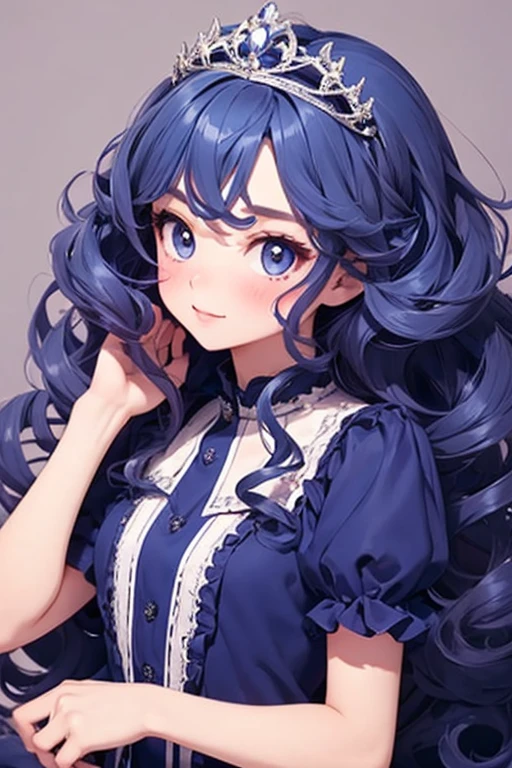 there is nothing, Highest quality, , ，cute , Bluenette, Curly Hair, evil girl, dress，tiara，