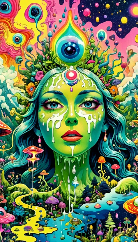 psychedelic abstract art, many pussy,  pussy psychedelic, puzzling, melt, bright colors, tumblr, psychedelic art, psychedelic il...