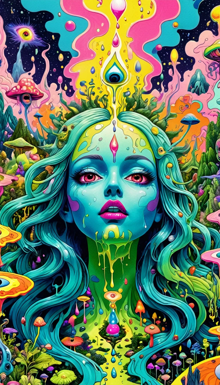 Psychedelic Abstract Art, many pussy,  pussy Psychedelic, puzzling, melt, Bright colors, tumblr, Psychedelic Art, Psychedelic illustration, Psychedelic Trip, Psychedelic Trip, retro Psychedelic illustration, Psychedelic Art style, psychedelic style, Surreal psychedelic design, LSD Trip, Psychedelic Fever Dream, psychedelics, Shaman horror LSD art, psychedelics