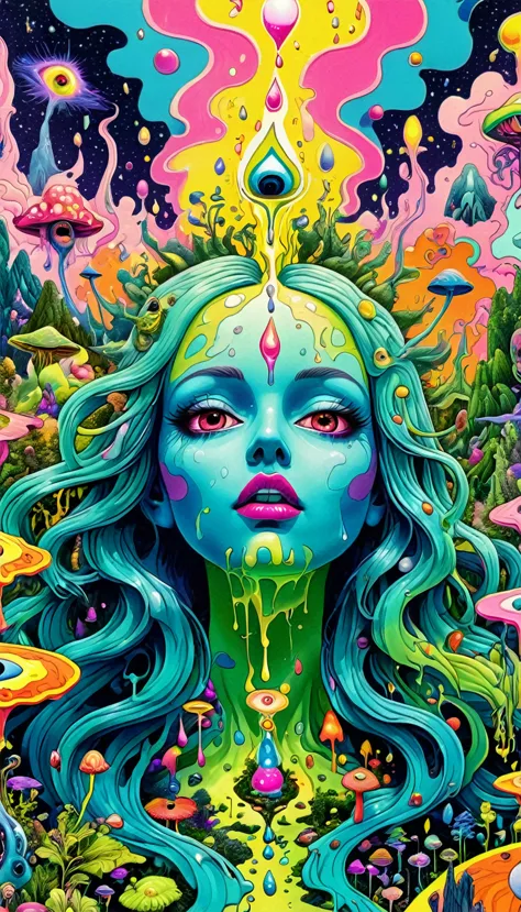 psychedelic abstract art, many pussy,  pussy psychedelic, puzzling, melt, bright colors, tumblr, psychedelic art, psychedelic il...