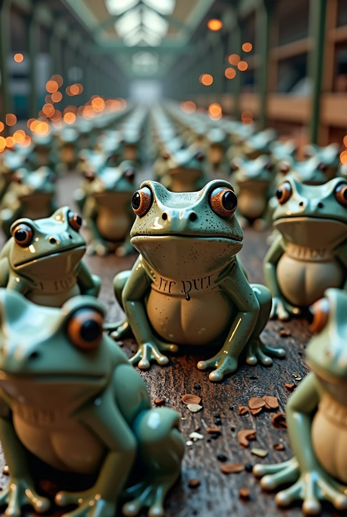 Ceramic frog in factory, made by ceramic, lot of ceramics frogs, electric spark,