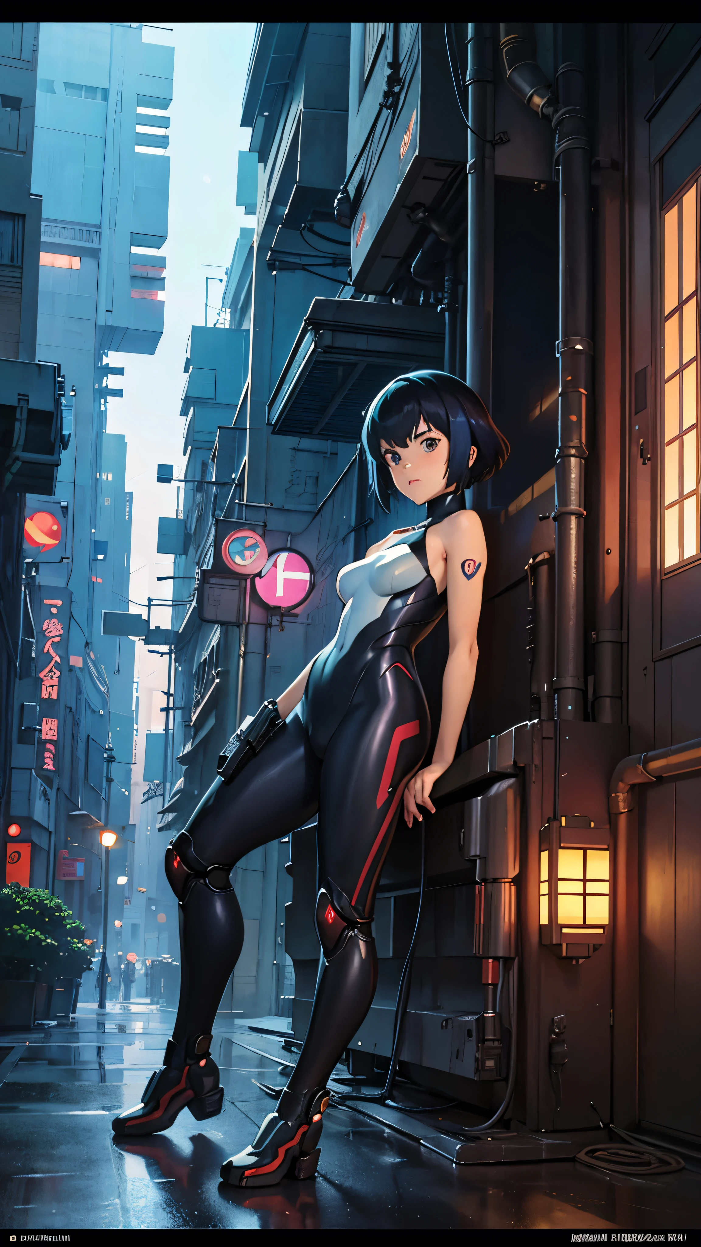 ghost in the shell in the style of 90's vintage anime, robotics, scifi, futuristic, surrealism, akira style, advance suit, detailed line art, fine details, greg rutkowski makoto shinkai kyoto animation key art feminine eye-level shot