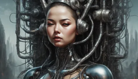 (masterpiece), (great), (extremely fine), wallpaper, giger, ultra defined, ultra realistic, transparent, portrait, intricate bio...