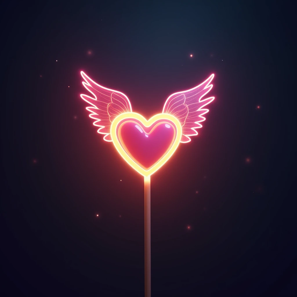 Lighstick com um
Circulo no topo, with a heart and a wing, bright in beautiful