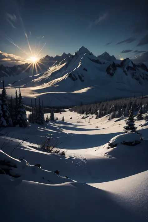 snow mountain，sunlight，daytime