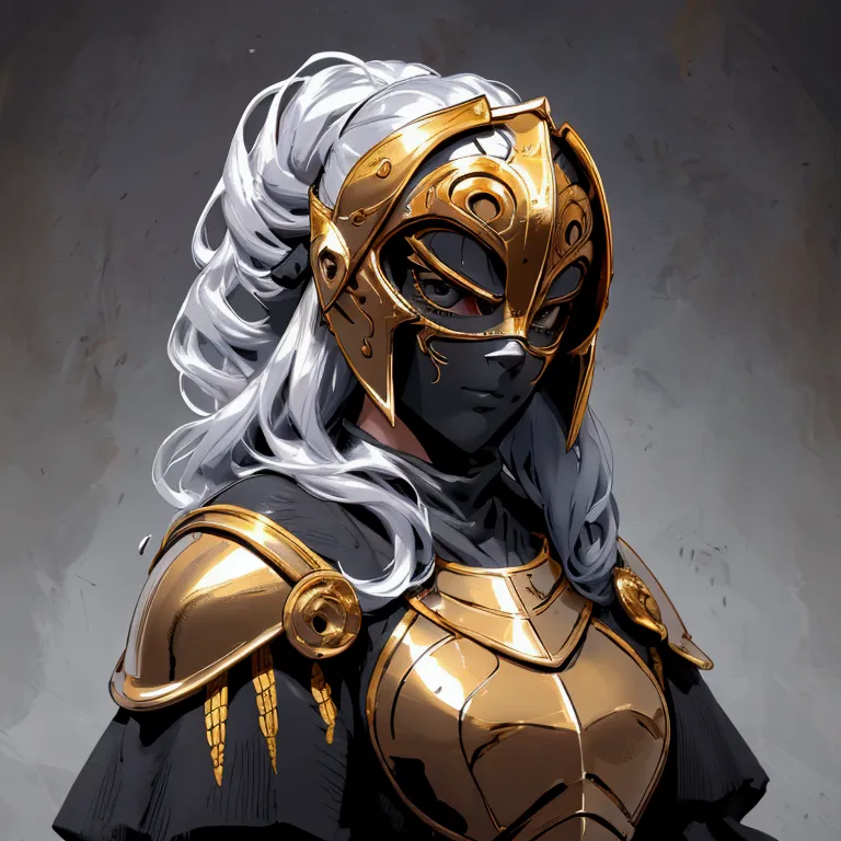 envision a 8k, highres, cinematic close up portrait of a female knight with ritual mask, full mask, a slender body with, ((helme...