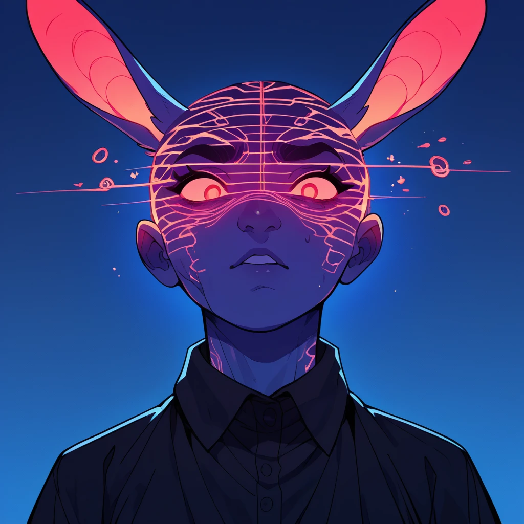 vaporwave style, score_9, score_8_up, score_7_up, score_6_up, score_5_up, score_4_up, glowing neon rabbit monster, cartoon