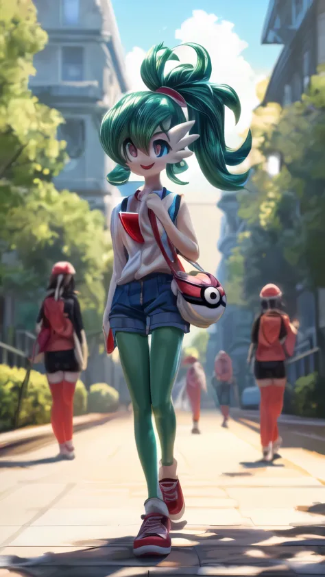 (best quality,4k,8k,highres,masterpiece:1.2),ultra-detailed, gardevoir as a college girl walking around college campus, struttin...