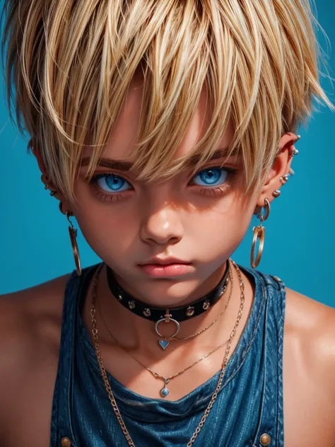 (best quality), 1boy, male, femboy, tanned skin, blonde hair, medium hair, side bangs, beautiful hairstyle, blue eyes, perfect e...