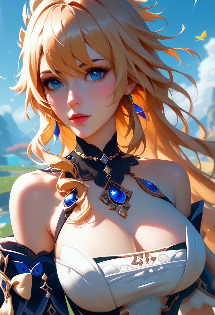 score_9, score_8_up, score_7_up, high quality ,masterpiece ,best quality ,rate_questionable ,  character_Navia_Genshin Impact  ,large breast ,golden hair ,Beautiful Skin ,blue eyes