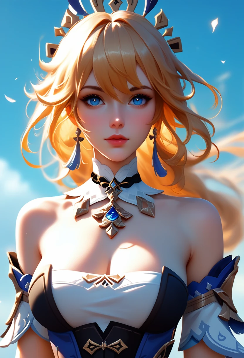 score_9, score_8_up, score_7_up, high quality ,masterpiece ,best quality ,rate_questionable ,  character_Navia_Genshin Impact  ,large breast ,golden hair ,Beautiful Skin ,blue eyes