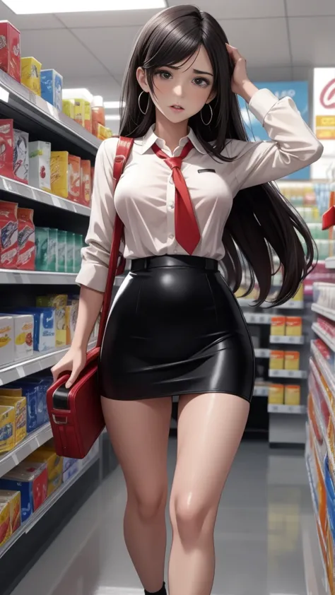 (high definition images), tifa final fantasy 7 remake character, ((red cheeks, an embarrassed expression)), the legs are very lo...