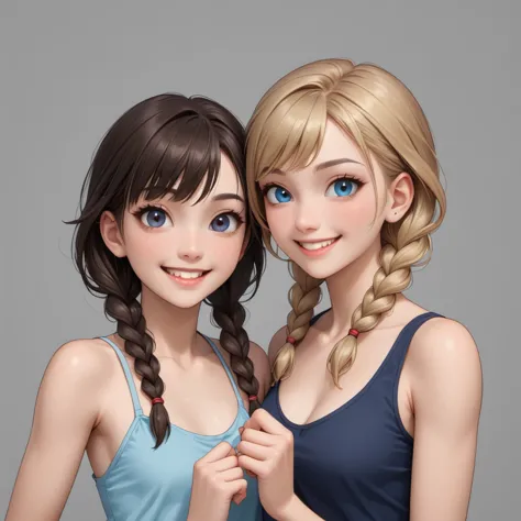 1 small female, two short braids, smile