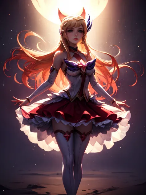 (masterpiece, best quality:1.2), intricate details, star guardian ahri, 1 girl, animal ears, hair accessories, separate sleeves,...